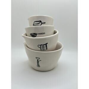 Rae Dunn Ceramic Measuring Cups Set Of 4 With Vintage-Inspired Illustrations 1 C